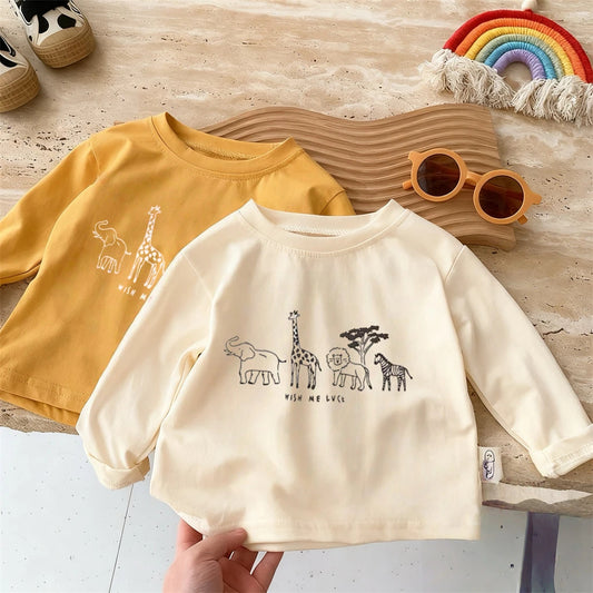 Simple Tees 2-7Age Kids Long-sleeved T Shirt Pure Cotton
